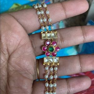 Gold plated handmade kundan bracelet